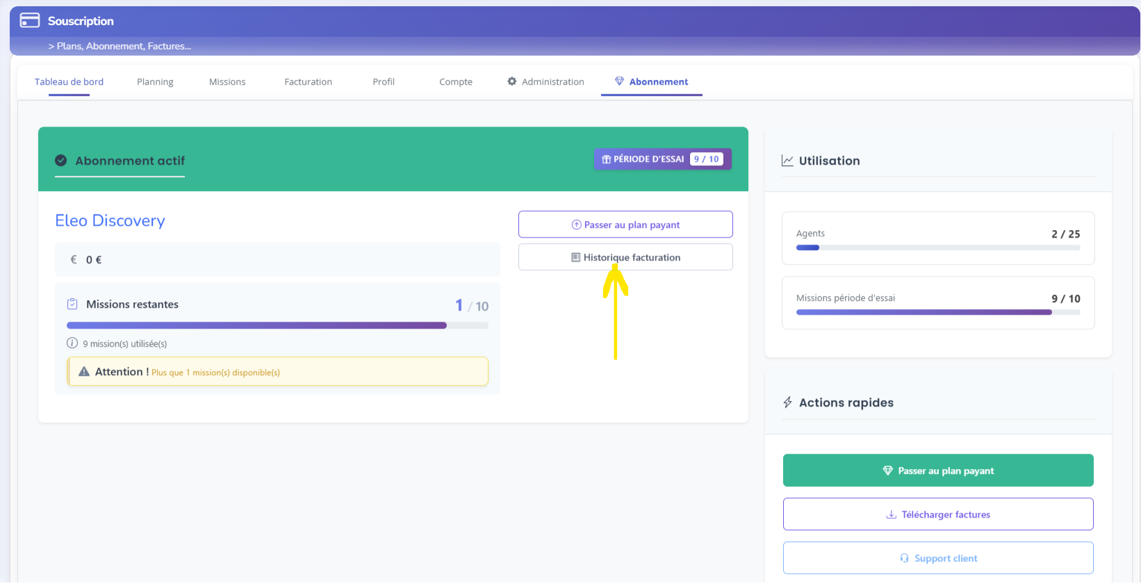 Historique facturation